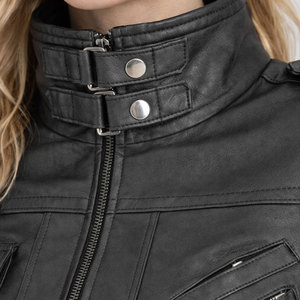 Outdoor Women Custom Leather Jackets Wholesale Zipper Motorcycle Cropped Leather Jackets In Premium Quality - Product Image 6