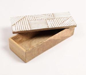 Caja de Almacenamiento de Madera de Mango y Acacia Hecha a Mano, Artesanía Decorativa Ecológica con Acabado Elegante para Letreros y Cajas de Pared - Product Image 1