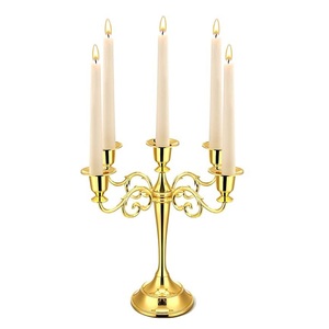 Porte-bougie vintage arabe à cinq bras en laiton de haute qualité avec finition polie en métal pour la décoration de la maison - Product Image 1