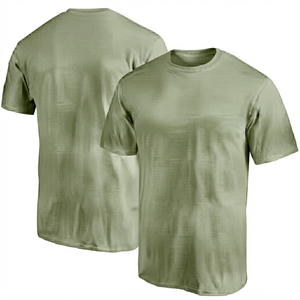 T-shirt d'été pour homme en jersey 100% coton de haute qualité, vert olive clair, coupe classique, respirant, séchage rapide, col rond, OEM - Product Image 1