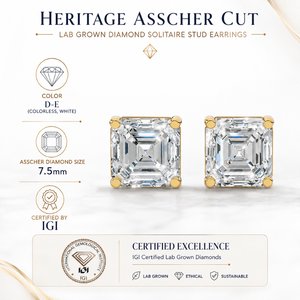 Pendientes de Diamante Cultivado en Laboratorio con Corte Asscher, Certificados por IGI, Estilo Heritage, Plata de Ley 925, Color D, Lujosos para Novia - Product Image 5