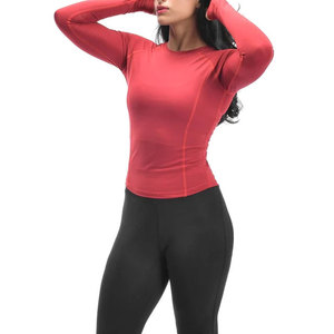 T-shirt de sport à col rond et ourlet incurvé pour femme, à manches longues, compressif, idéal pour la gym, le fitness et le yoga, anti-transpiration - Product Image 4