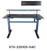 Bureau de travail électrique réglable moderne avec plateau en bois, port de charge USB, plateau de rangement et contrôleur à 4 mémoires préréglées