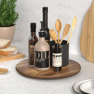 Suministro de fábrica: Organizador giratorio de madera de dos niveles tipo Lazy Susan para especias, personalizable, de Blossom Craft India - Product Image 1