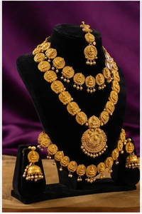 Ensemble de collier et boucles d'oreilles assortis en laiton plaqué or, design personnalisé, écologique et traditionnel, bijoux de mariage, cadeaux - Product Image 4