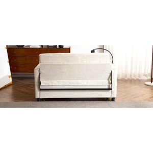 Divano Letto Estraibile da 144,5 cm con Schienale Reversibile, Tasche Laterali e Due Porte USB per Telefoni, Ideale per Spazi Ristretti - Product Image 4