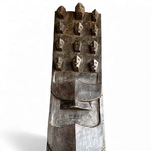 Panneau mural en bois sculpté à la main, style tribal Naga indien, décoration architecturale antique rustique pour hôtel, assortiment varié, 1 conteneur - Product Image 5