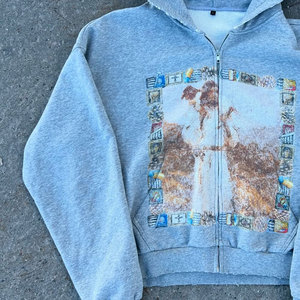 Sudadera con capucha de algodón grueso de alta calidad para hombre, con cremallera completa, forro polar de felpa francesa y estampado personalizado para invierno - Product Image 4