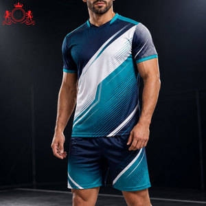 ชุดเสื้อฟุตบอลแบบซับลิเมชั่นสำหรับผู้ชาย กางเกงขาสั้น ชุดยูนิฟอร์มฟุตบอลผู้ใหญ่ ผ้าโพลีเอสเตอร์ระบายอากาศ ตรวจจับรอยตะเข็บ - Product Image 4