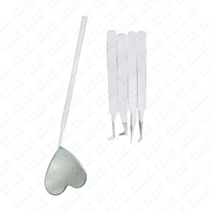 Premium 5 Piece Heart Shaped Stainless Steel Eyelash Tweezers Custom Logo & Powder Coated Finish for Extensions - Product Image 6