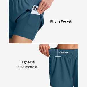 Shorts de sport pour femmes 2 en 1 avec short intégré, anti-transpiration, pour la course à pied, la gym, l'entraînement et les exercices - Product Image 4