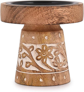 Porte-bougies en bois de manguier, bougeoirs en bois pour la décoration de table de mariage ou de la maison, centre de table, support de bougie en bois naturel rustique fait à la main - Product Image 4