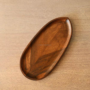 Bandeja de Almacenamiento de Madera de Acacia Hecha a Mano, Diseño Único en Forma de Hoja para Decoración del Hogar, Exhibición de Frutas, Mesa de Té, Almacenamiento de Alimentos, Material de Bambú - Product Image 4