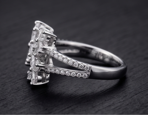 Floral Lab Grown Diamond <b>Ring</b> for Women <b>Open</b> Flower Design <b>Ring</b> in Gold Designer Statement Jewelry Wedding <b>ring</b> - Product Image 4