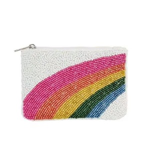 Mini Handmade Seed Bead Coin Purse with Intricate Floral Embroidery <b>Square</b> Shape Lightweight and Custom - Product Image 6