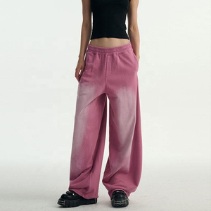 กางเกงวอร์มทรงหลวมสไตล์วินเทจแบบย้อมสีเอซิดสำหรับผู้หญิง ไซส์ใหญ่พิเศษ รับผลิตตามสั่ง ราคาขายส่ง OEM - Product Image 3