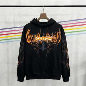 Sudadera con Capucha para Hombre, Estilo Acid Wash, Manga Larga, Corte Holgado, Estilo Gótico Urbano - Product Image 3