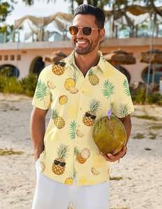 Chemise d'été tropicale pour homme à manches courtes, imprimé floral hawaïen, décontractée, boutonnée, colorée, pour les vacances - Product Image 3