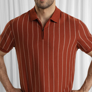 Chemises décontractées pour hommes tendance, toutes saisons, de haute qualité, 100% coton, unies, vintage, tricotées, respirantes, logo personnalisé, manches courtes - Product Image 3