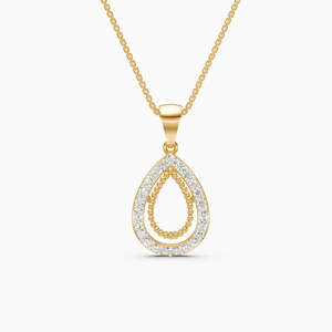 Pendentif élégant en moissanite taille princesse avec halo, plaqué or 18 carats, en laiton, style religieux, forme goutte, sertissage à griffes numérotées - Product Image 1