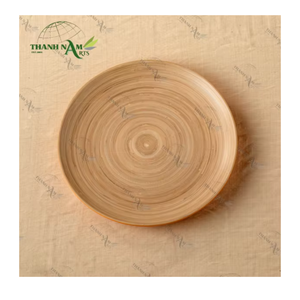 OEM Customized Round Bamboo <b>Serving</b> Plate <b>Set</b> with Colored Rim Biodegradable & Eco-Friendly for Table Decoration Food Display - Product Image 6