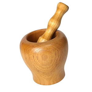 Mortero y Pilón de Madera Ecológico Hecho a Mano, Molinillo Manual de Madera Maciza 103, Utensilio de Cocina para Especias y Hierbas - Product Image 2