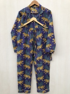 Floral cotton night <b>suit</b> Handmade Cotton <b>Pajama</b> Set Hand Block Print Floral Indian Night <b>Suit</b> cotton wear dress gift for her - Product Image 3