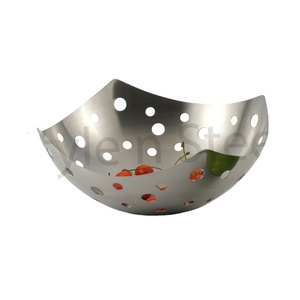 Cesta de Frutas de Acero Inoxidable con Perforaciones Redondas, Cestas de Alambre Metálico Redondas para Uso en Mesa - Product Image 1