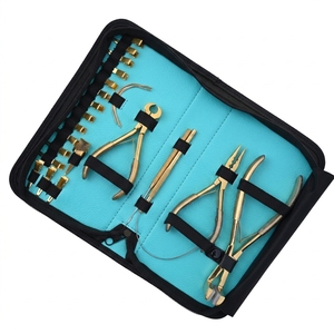 Kit professionnel d'extension de cheveux : Outil de fermeture de perles, Pince à micro-anneaux, Pince d'application pour extensions adhésives, Coupe-extensions U-Tip, Aiguilles courbées - Product Image 1