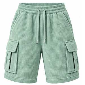 Premium <b>Mens</b> Waffle Knit <b>Shorts</b> Casual Gym <b>Shorts</b> Elastic Drawstring Waist Summer Fitness Workout Training <b>Lounge</b> Sportswear OEM - Product Image 1