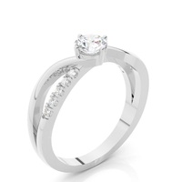 Bague solitaire en diamant de laboratoire VDS 3.5CT, taille brillant |   Bague en argent 925 plaqué platine pour femme |   Couleur DEF Style ethnique