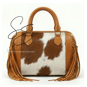 Hair On Cowhide Leather <b>Small</b> Duffle Bag Western Fringe Genuine Leather Purse Bohemian Fashion Cowgirl Speedy <b>Handbag</b> for Women - Product Image 3