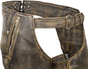 Chaparreras de Cuero Vintage para Hombre, Estilo Vaquero, Unisex, Transpirables, de Alta Calidad, de Cuero Genuino para Montar a Caballo - Product Image 1