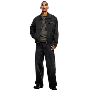 Jean en denim noir droit à jambe large pour homme - Pantalon décontracté respirant en coton et élasthanne à taille mi-haute pour l'été et l'automne - Product Image 6