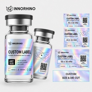 Étiquettes autocollantes en vinyle imperméable holographique métallique BOPP personnalisées pour petites bouteilles, flacons, impression de logo de marque, forme personnalisée - Product Image 2