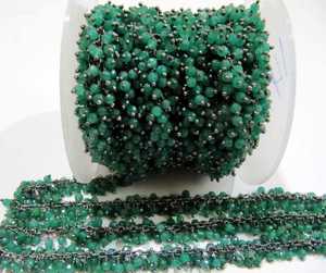 Emerald Rondelle Faceted Rosary Chain Size <b>Wire</b> Wrapped Grape Beaded Chain Sold Per Foot - Product Image 4