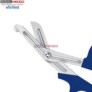 กรรไกรพยาบาลแบบ Trauma Shear ขนาด 5.5 นิ้ว สีน้ำเงินกรมท่า ผลิตจากเหล็กกล้าไร้สนิมเยอรมัน สำหรับปฐมพยาบาลฉุกเฉิน ใช้ตัดผ้าพันแผล อุปกรณ์ EMT สำหรับแพทย์และพยาบาล - Product Image 4
