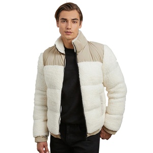 Custom High Quality Men's Sherpa <b>Lined</b> Puffer <b>Jacket</b> Zip Up Hooded Winter Outerwear Custom Logo Casual Outdoor Coat - Product Image 3