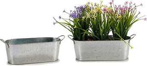 Jardinières métalliques personnalisées, pots à fleurs ovales en étain avec poignée en corde, bacs à plantes, jardinières à poignée en corde - Product Image 4