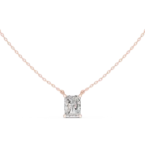 Pendentif solitaire en diamant de laboratoire taille radiant, or massif 10K 14K 18K, bijoux fins pour femme, accessoires, cadeau, chaîne incluse - Product Image 3