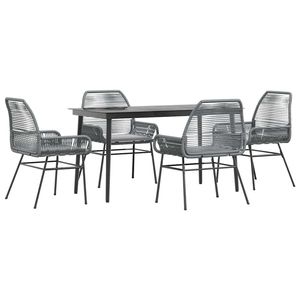 <b>Grey</b> Pe Rattan Garden Dining Set 4 Seater Steel <b>Frame</b> Outdoor Furniture Contemporary Design Weather Resistant - Product Image 2