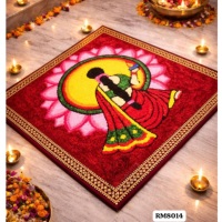 Magnifique tapis Rangoli en plumes, design en dentelle lourde, lavable, mobile, fait main, multifonctionnel, décoration de sol, paon de 3 pieds