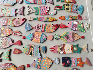 Adorno Colgante de Pared de Madera Hecho a Mano, Colorido, con Forma de Mini Cangrejo y Pez, Decoración Costera Tropical, Buen Precio, Pez de Madera, CREATURES MARINAS - Product Image 3