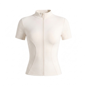 Wholesale <b>Women's</b> Zipper Sports Fitness Windproof Gym Coat Quick Drying Breathable Yoga <b>Jacket</b> Skin Friendly Yoga Top - Product Image 5