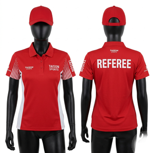 Camiseta de árbitro de netball transpirable de poliéster premium de 180 GSM, diseño de paneles beige y azul marino, logotipo personalizado - Product Image 5