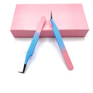 Pinzas Japonesas de Acero Inoxidable, Pinzas de Extensión de Pestañas Personalizadas, Dos Tonos, Rosa, Azul, Ombre, 90 Grados, Aislamiento de Bota Delgada - Product Image 4