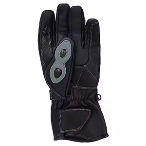 Guantes de Motociclismo Negros Completos con Protección en la Palma Gris y Diseño Cosido - Product Image 3