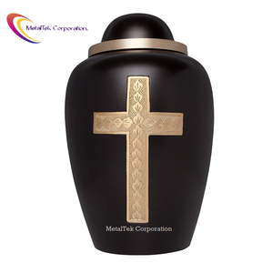 โกศบรรจุอัฐิสำหรับผู้ใหญ่แบบพรีเมียม ทำด้วยมือจากโลหะ สำหรับบรรจุอัฐิมนุษย์ ดีไซน์รูปกางเขนอย่างสวยงาม ขนาดใหญ่ สำหรับตกแต่งและจัดงานศพ - Product Image 2