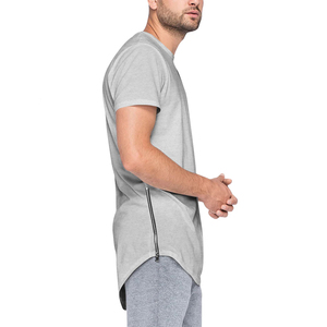 Camiseta de Hombre Longline, Corte Regular, Venta al por Mayor, 100% Algodón Transpirable, 180g, Cierre Lateral con Cremallera, Dobladillo Curvo, Logotipo Frontal, Servicio OEM - Product Image 5
