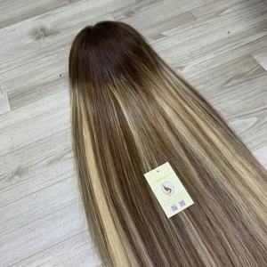 Customized Full Cuticles Aligned <b>Highlight</b> Vietnamese Human Hair Wigs Straight Swiss 5x5 HD Lace Closure Wigs from factory - Product Image 4